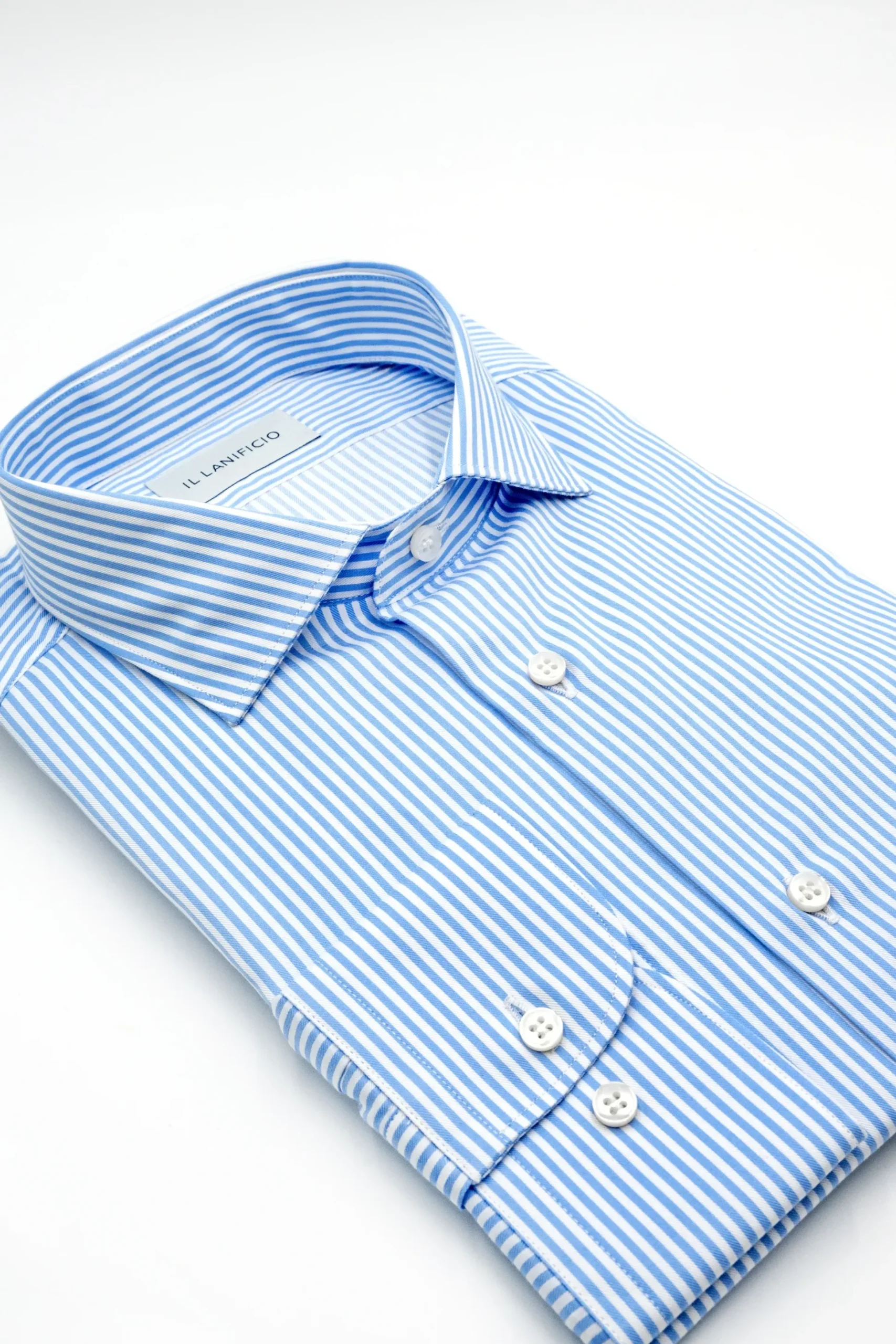 Camicia Twill Custom Fit collo Francese - AZZURRO RIGATO