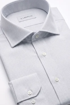 Camicia Uomo Regular Fit in Cotone - BLU MICROEFFETTO