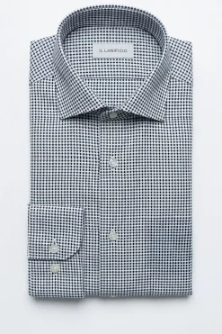 Camicia Uomo Slim Fit - BLU MICROEFFETTO