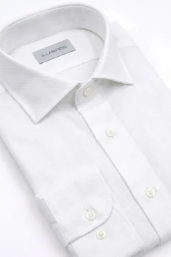 Camicia Uomo Slim in Cotone Doppio Ritorto - BIANCO OPERATO