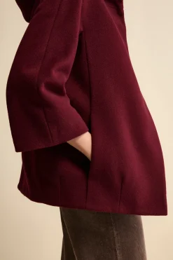 Cappa in Lana e Cashmere Foderata con Cappuccio - BORDEAUX