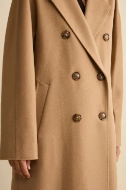 Cappotto Lungo Doppiopetto Foderato in Cashmere - CAMMELLO