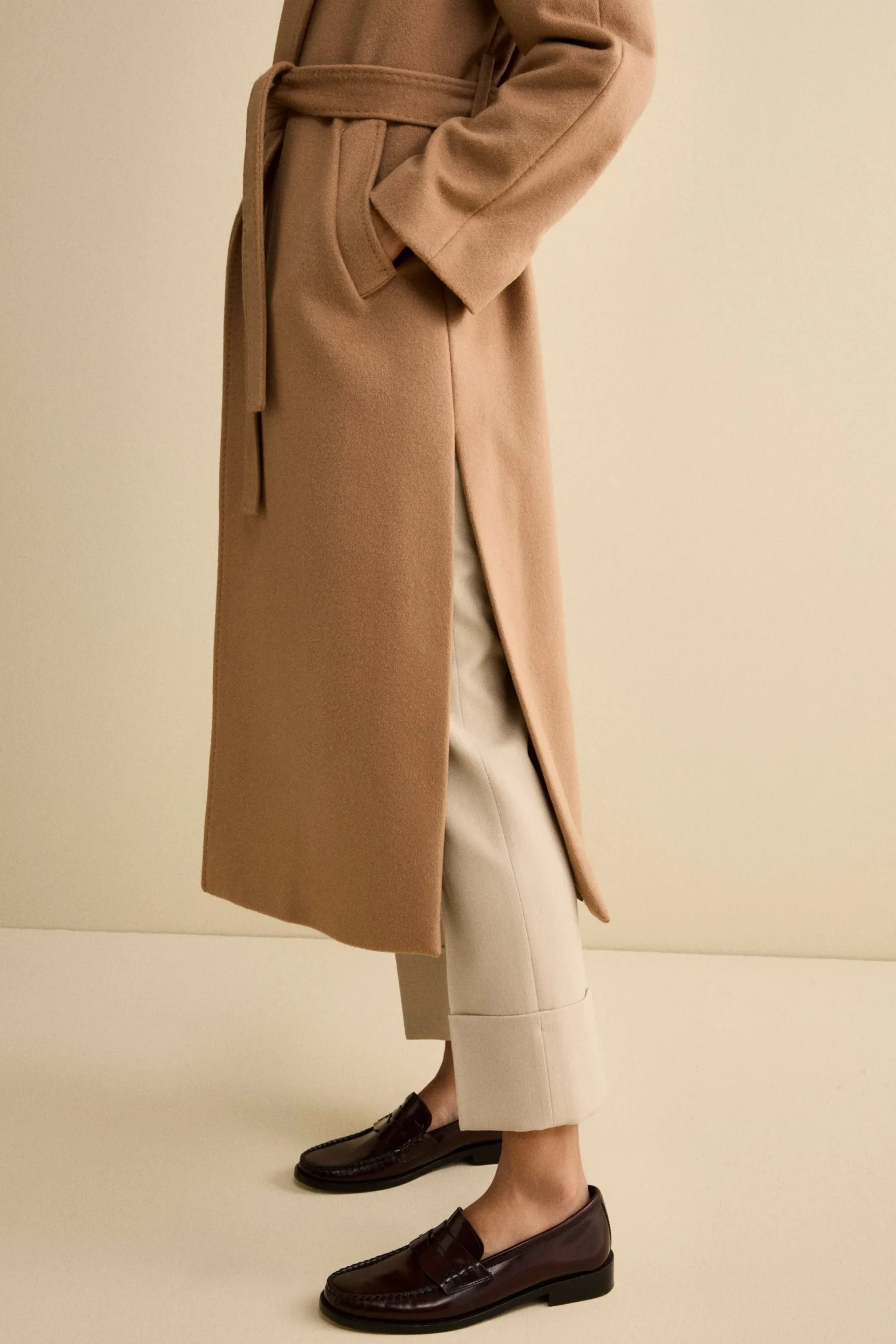 Cappotto lungo in lana e cashmere - CAMMELLO