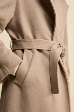 Cappotto lungo in lana e cashmere - NOCCIOLA