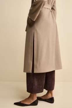 Cappotto lungo in lana e cashmere - NOCCIOLA