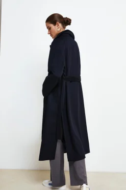 Cappotto lungo in lana e cashmere - BLU