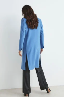 Cappotto midi di lana - AZZURRO