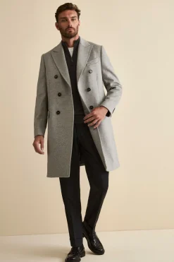 Cappotto Midi Doppiopetto in Misto Lana e Cashmere con Martingala - GRIGIO CHIARO