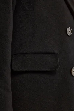 Cappotto Midi Doppiopetto in Misto Lana e Cashmere - NERO