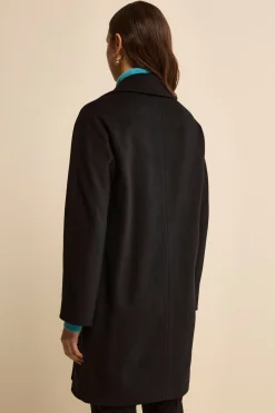 Cappotto Midi Doppiopetto in Misto Lana e Cashmere - NERO