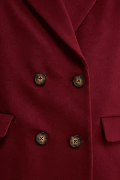 Cappotto Midi Doppiopetto in Misto Lana e Cashmere - BORDEAUX