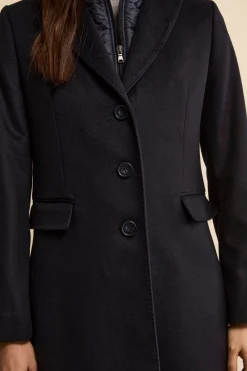 Cappotto Midi in Lana e Cashmere con Pettorina - BLU