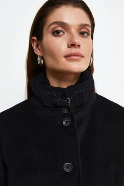 Cappotto midi in lana - NERO