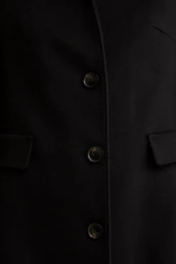 Cappotto Midi Sancrato in Misto Lana e Cashmere - NERO