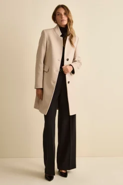 Cappotto Midi Sancrato in Misto Lana e Cashmere - GESSO