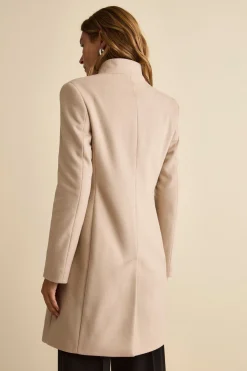 Cappotto Midi Sancrato in Misto Lana e Cashmere - GESSO