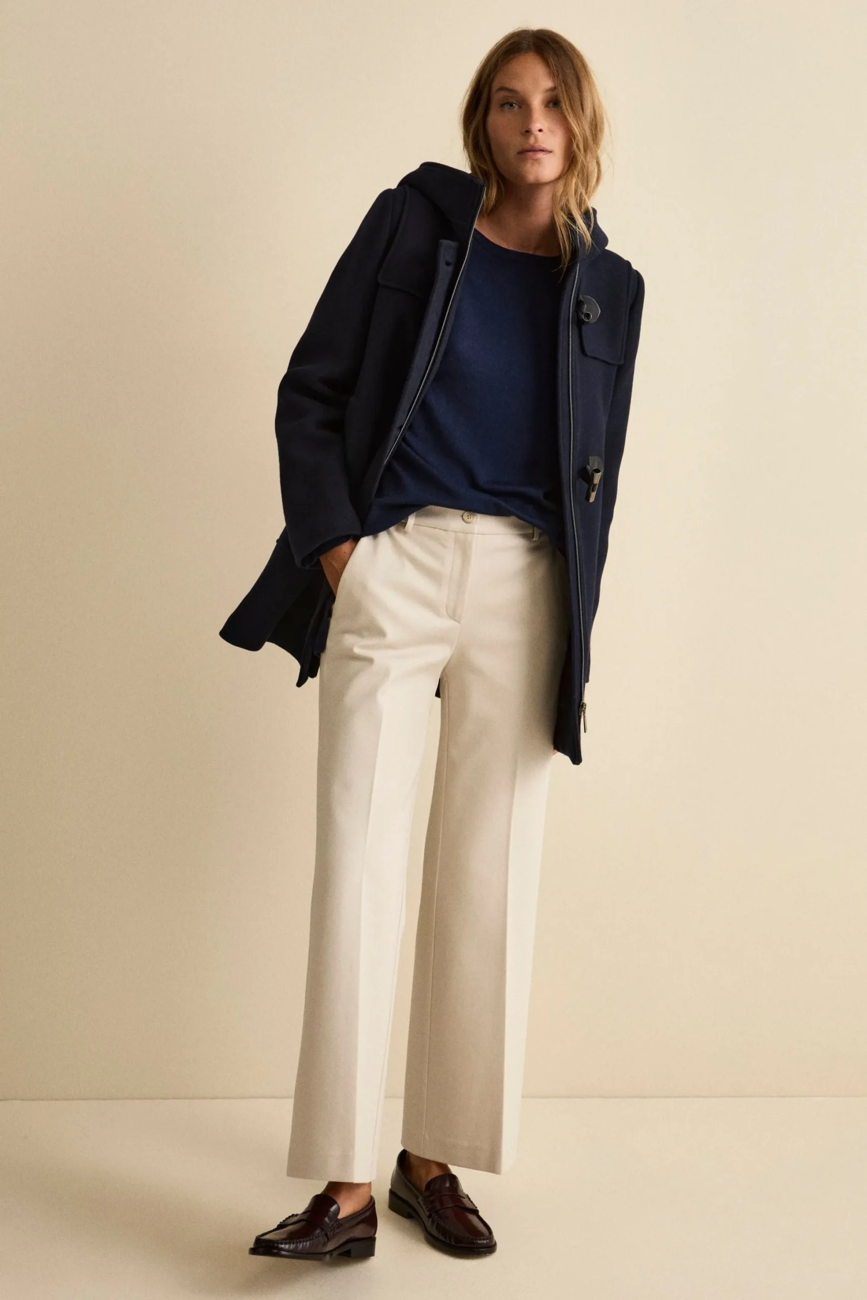 Cappotto Montgomery Misto Lana con Cappuccio - BLU