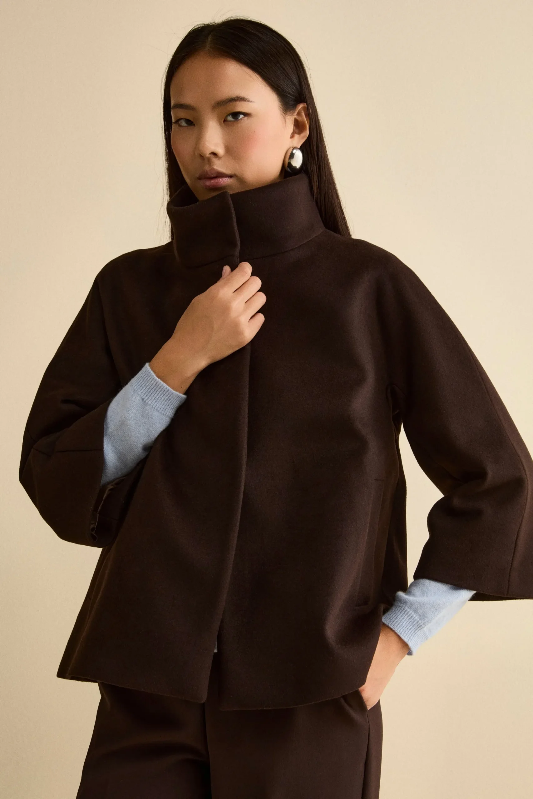 Cappotto Over Corto in Misto Lana e Cashmere - T.MORO