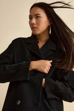Cappotto Over Doppiopetto in Puro Cashmere - NERO