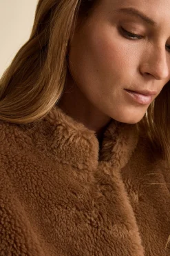 Cappotto Teddy Reversibile in Misto Lana - TABACCO