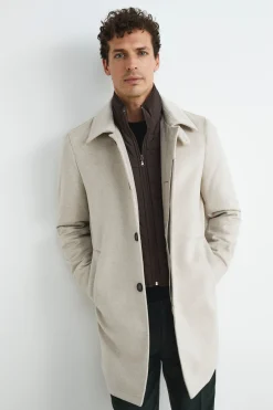 Cappotto trapuntato in lana - BEIGE
