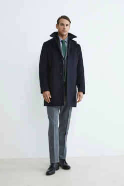 Cappotto trapuntato in lana - BLU