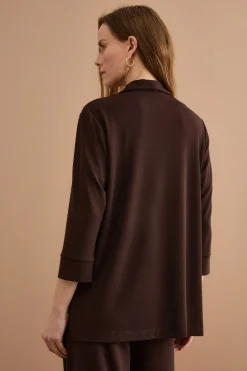 Cardigan Elegante in Jersey Crêpe - CIOCCOLATO