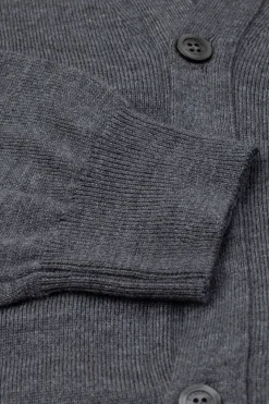 Cardigan in lana con bottoni - ANTRACITE