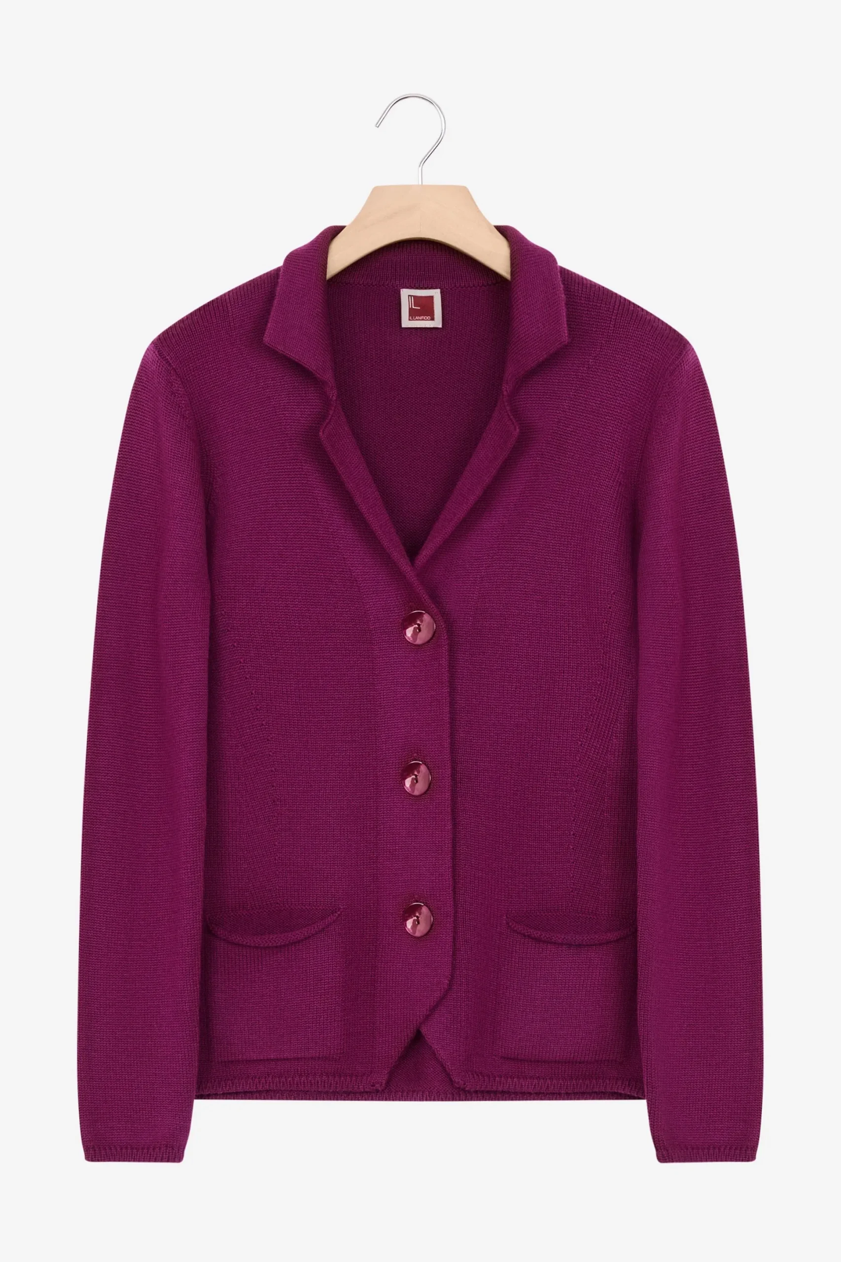 Cardigan in lana con bottoni - CICLAMINO