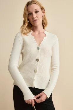 Cardigan in lana Merino - ECRU