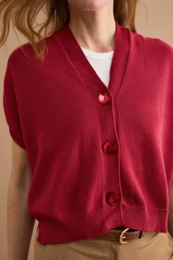 Cardigan Kimono in Cotone - BORDEAUX