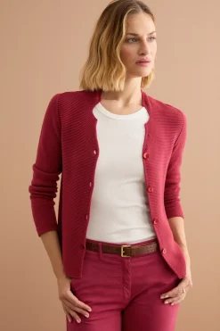 Cardigan Links Scollo a V in Cotone - BORDEAUX