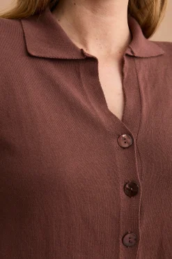 Cardigan Polo in Cotone - TERRA
