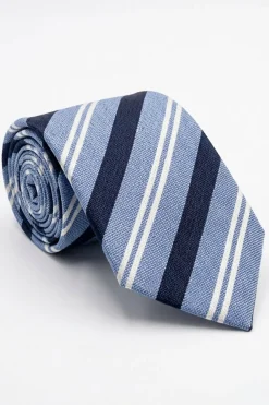 Cravatta in Seta a Righe - RIGATO BLU/AZZURRO