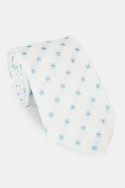 Cravatta in seta con fiori - FANT. BIANCO/AZZURRO