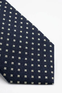 Cravatta Jacquard in Seta Blu a Quadri - BLU QUADRI
