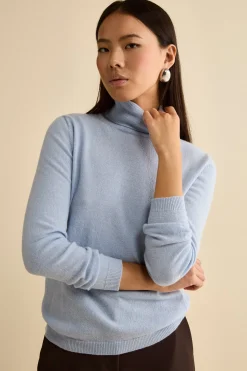 Dolcevita in lana e cashmere - AZZURRO