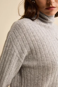 Dolcevita in Lana e Cashmere con Treccia - GRIGIO CHIARO