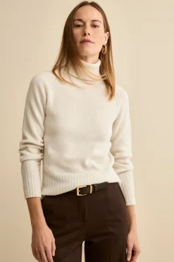 Dolcevita Raglan in Lana e Cashmere con Collo a Coste - BIANCO OTTICO