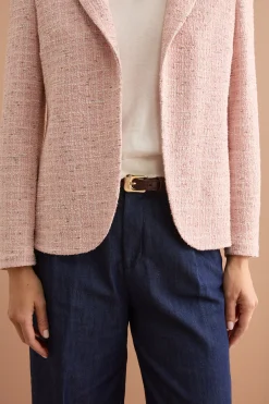 Giacca Aperta in Misto Cotone Bouclé con Lurex - ROSA