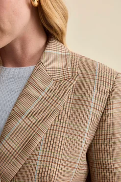 Giacca Check Doppiopetto in Misto Cotone - CAMMELLO QUADRI