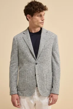 Giacca Check in Jersey - BLU/BIANCO