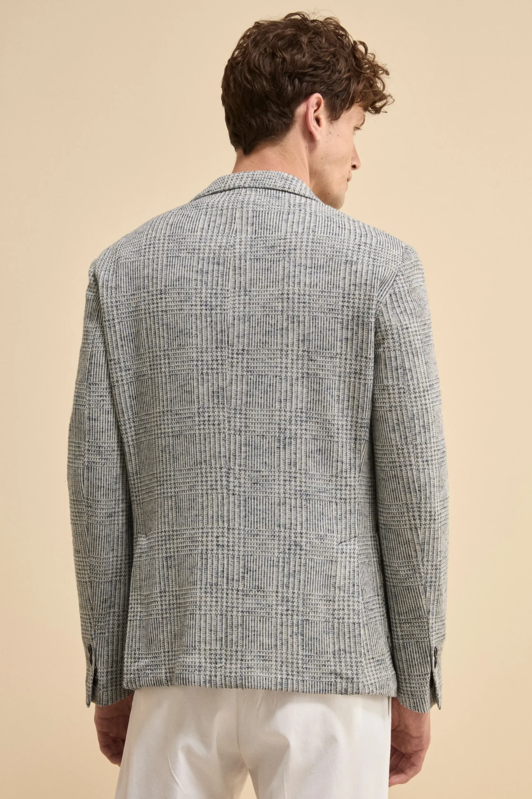 Giacca Check in Jersey - BLU/BIANCO