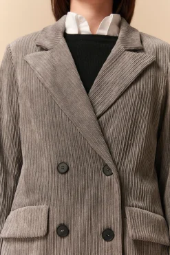 Giacca Doppiopetto in Velluto a Coste - GRIGIO