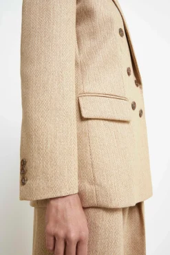 Giacca Over Doppiopetto in Lana - BEIGE SPIGATO