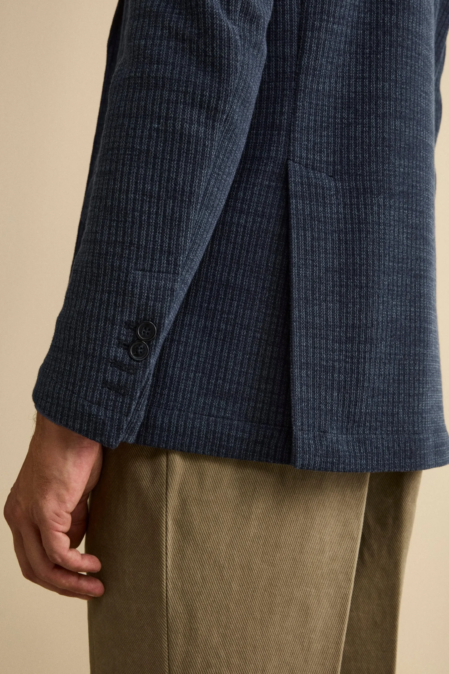 Giacca Sfoderata Slim Fit in Misto Cotone - BLU