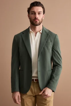 Giacca Slim Fit Semifoderata Revers Classico - VERDE