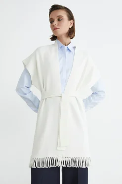 Gilet con frange - ECRU