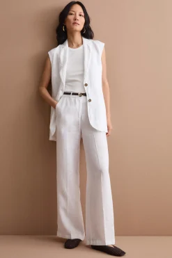 Gilet Sfoderato in Lino con Revers Classico - BIANCO