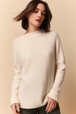 Girocollo a Costa Inglese in Lana e Cashmere - LATTE